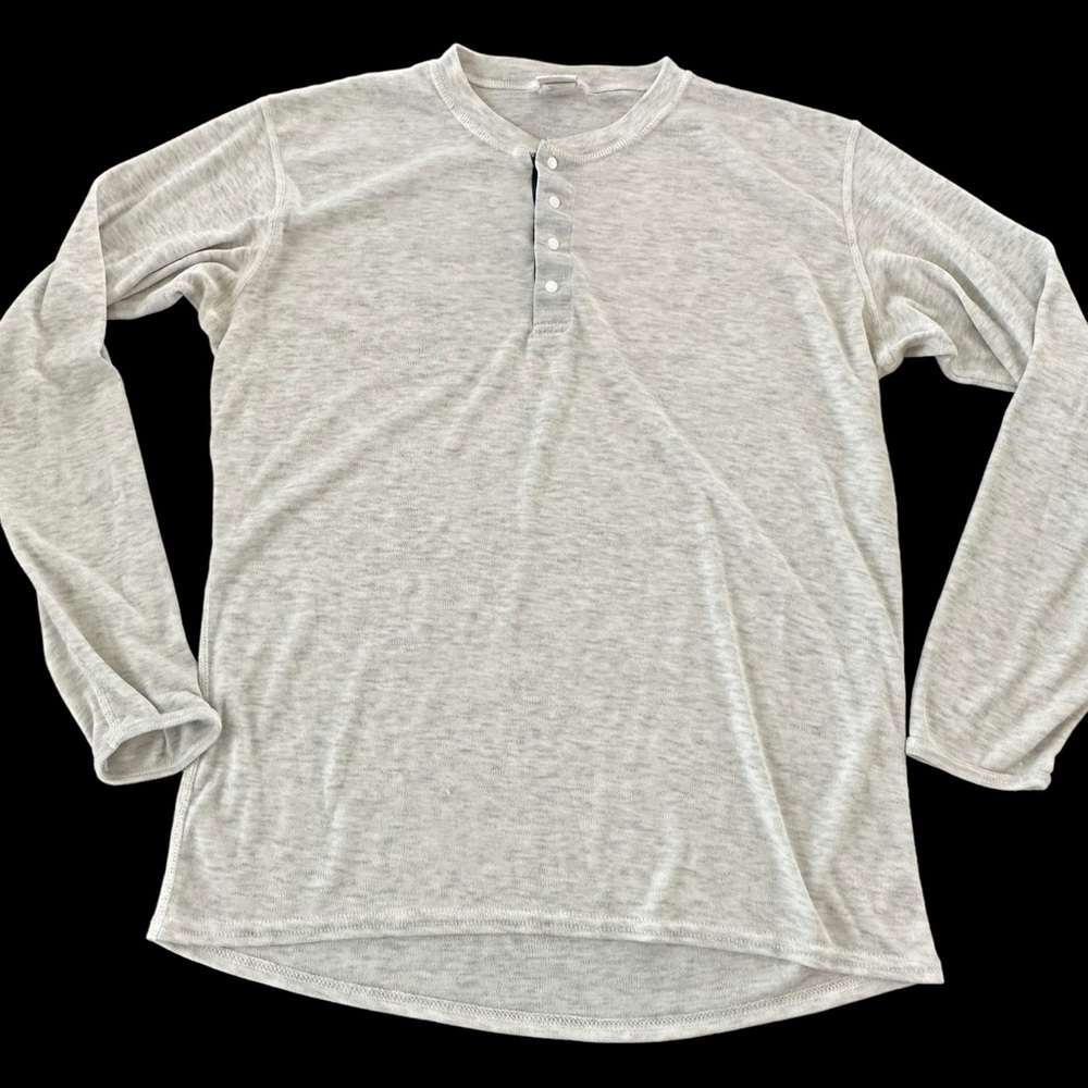 Vintage Patagonia Medium Mens Gray Henley Capilene Long Sleeve Shirt Hiking Grey